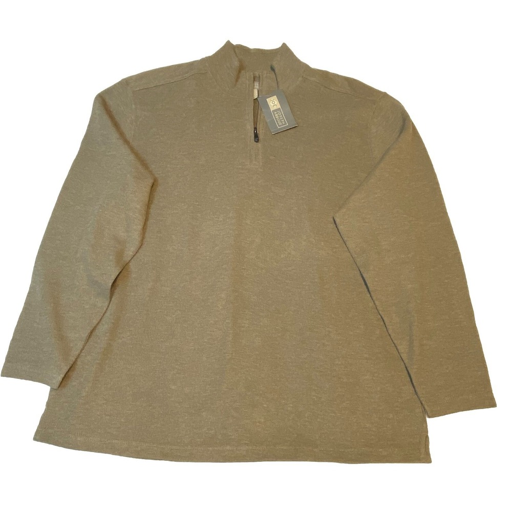Joe Joseph Abboud Mens XXL Taupe Heather 1/4 Zip Ribbed Pullover Sweater NWT